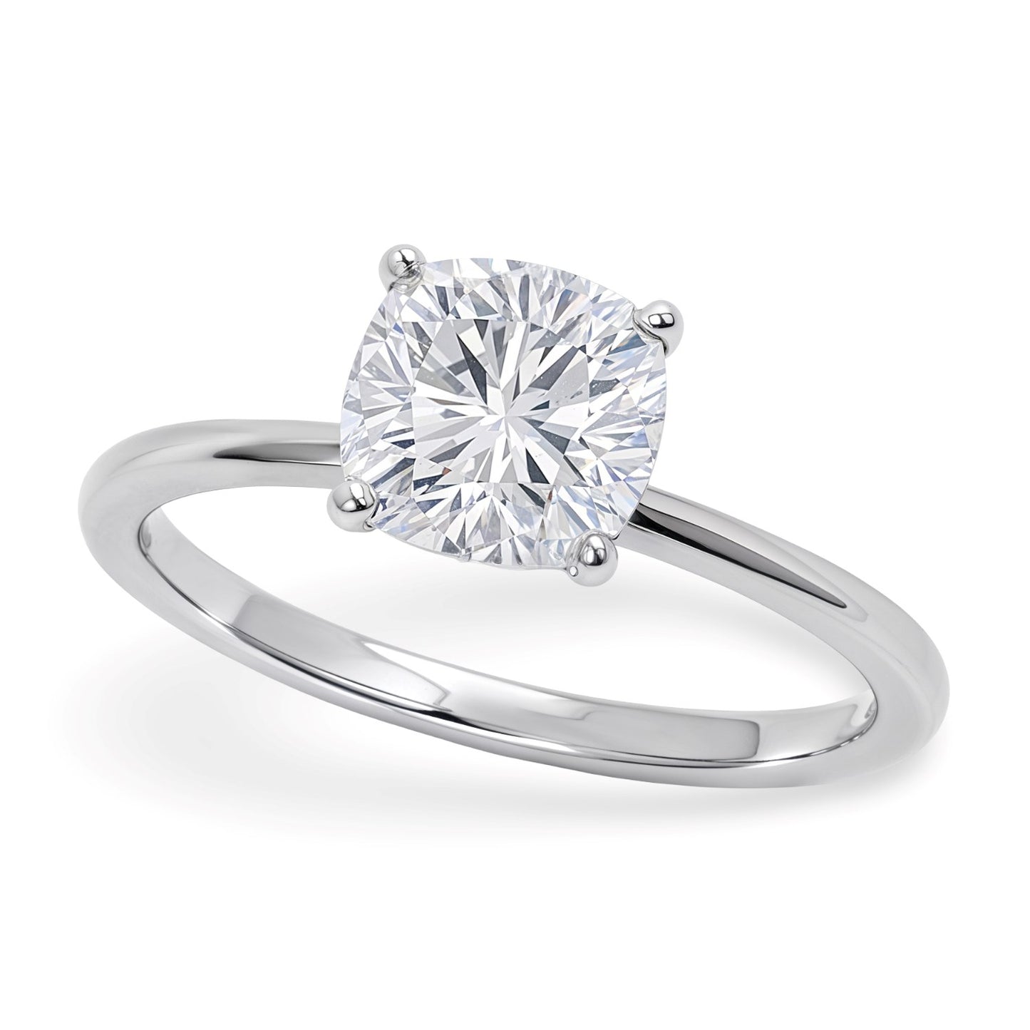 1 1/2 Carat Cushion Lab Grown IGI G/VS1 Diamond Solitaire Ring in 14K White Gold