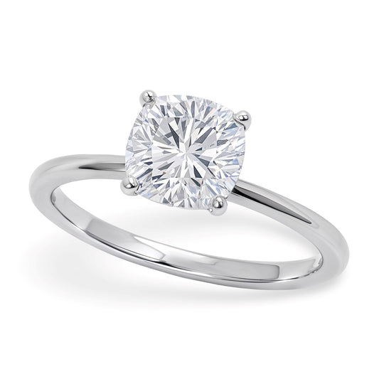 1 1/2 Carat Cushion Lab Grown IGI G/VS1 Diamond Solitaire Ring in 14K White Gold