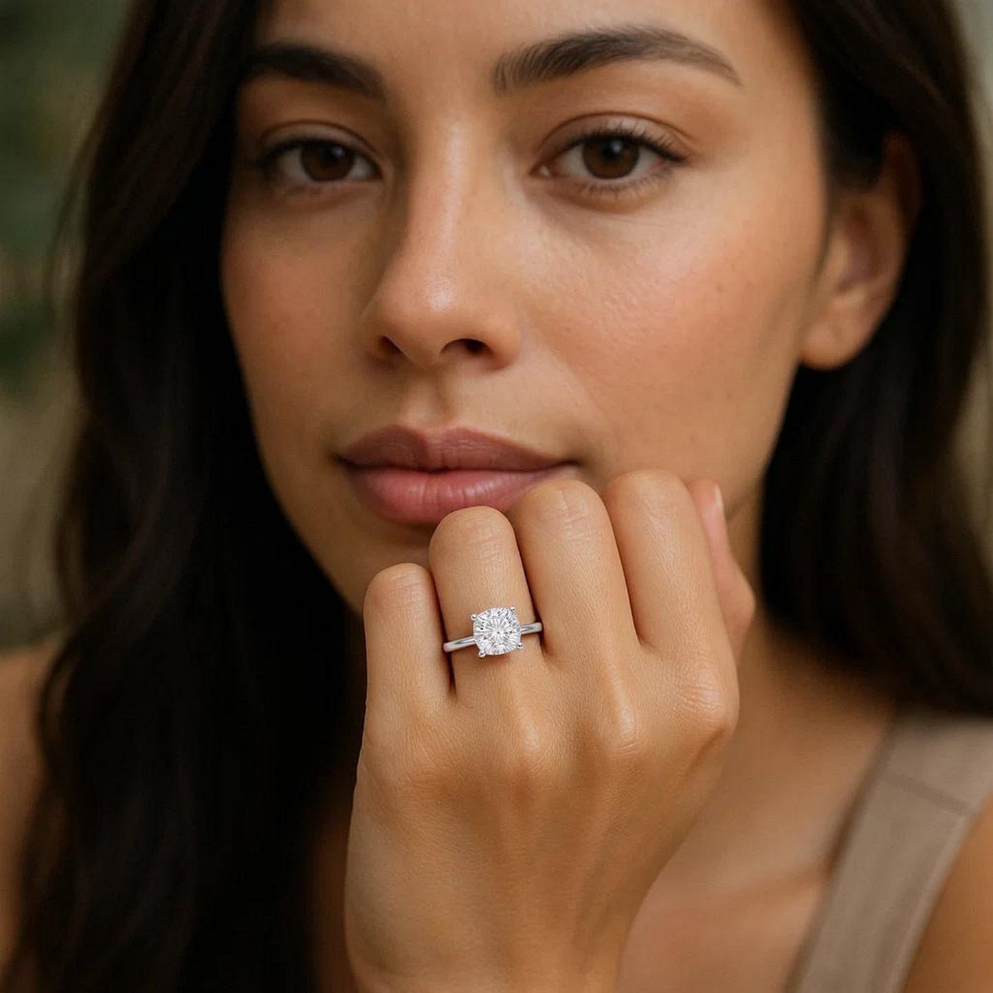 1 1/2 Carat Cushion Lab Grown IGI G/VS1 Diamond Solitaire Ring in 14K White Gold