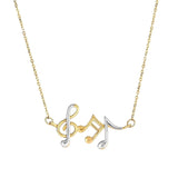 14k Two-Toned Yellow and White Gold Musical Notes Necklace