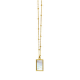 MOP Geometric Gem Rectangle Necklace in 14K Yellow Gold