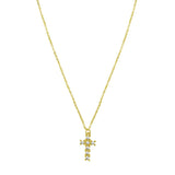 14K Yellow Gold Diamon Oro Cross Necklace