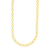 14k Two-Tone Gold Multi-Textured Oval Link Fancy Necklace