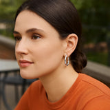 Sterling Silver Rhodium Plated Thick Style Polished Hoop Earrings (4x25mm)