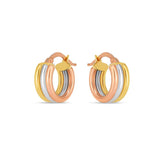 14k Tri Color Gold Trilogy Hoops