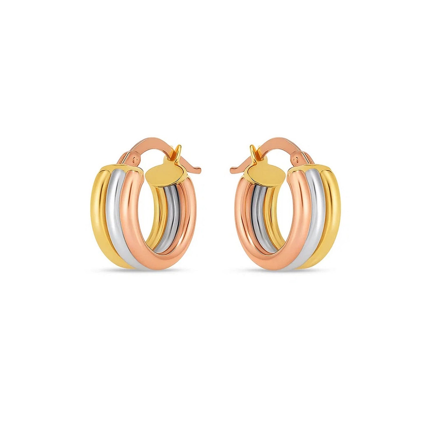 14k Tri Color Gold Trilogy Hoops
