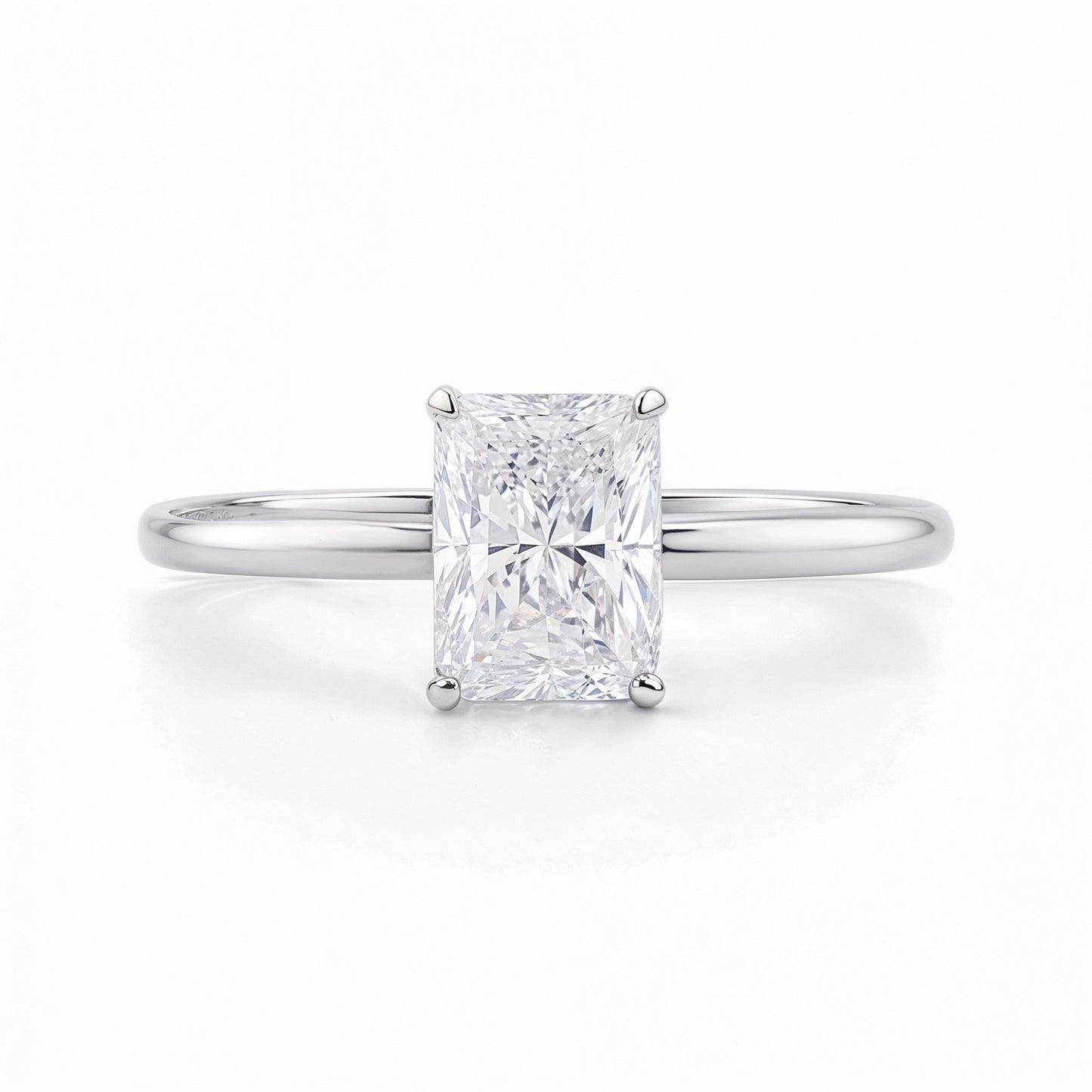 1 1/2 Carat Radiant Lab Grown IGI G/VS1 Diamond Solitaire Ring in 14K White Gold