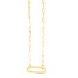 14k Yellow Gold Elongated Link Paperclip Necklace