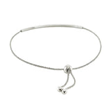14k White Gold Smooth Curved Bar Lariat Design Bracelet (1.00 mm)