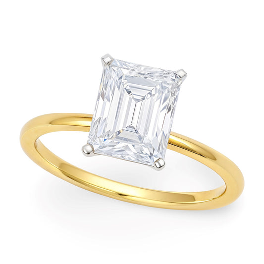 2 Carat Radiant Lab Grown IGI G/VS1 Diamond Solitaire Ring in 10K Yellow Gold