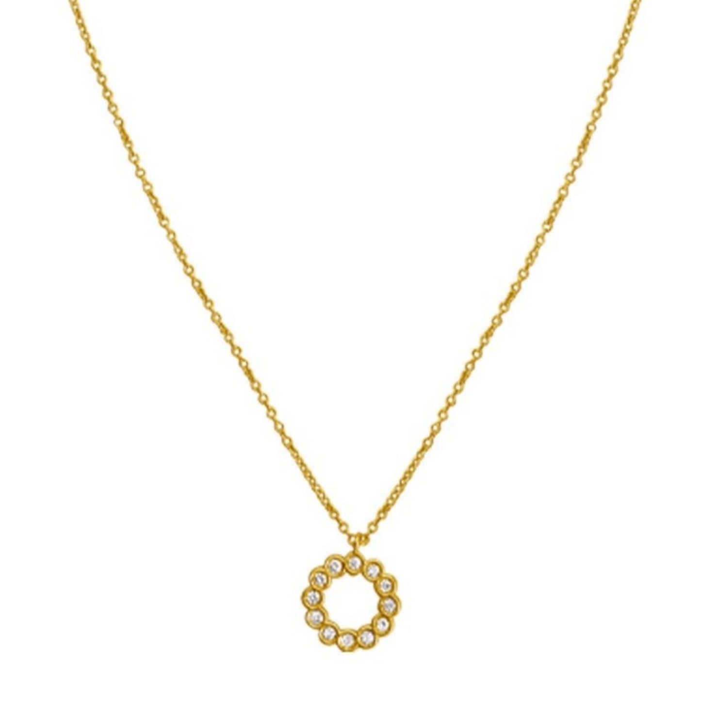 Classic 14K Yellow Gold Petite Diamond Circle Necklace