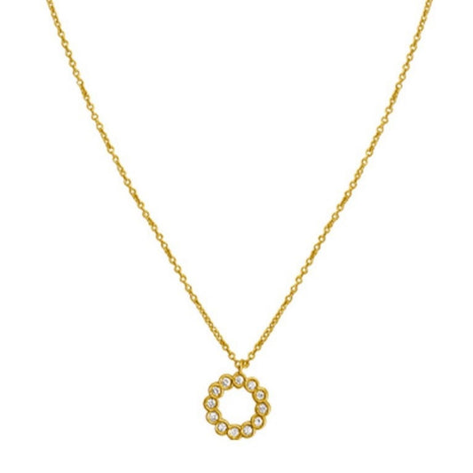 Classic 14K Yellow Gold Petite Diamond Circle Necklace