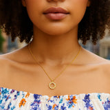 Classic 14K Yellow Gold Petite Diamond Circle Necklace