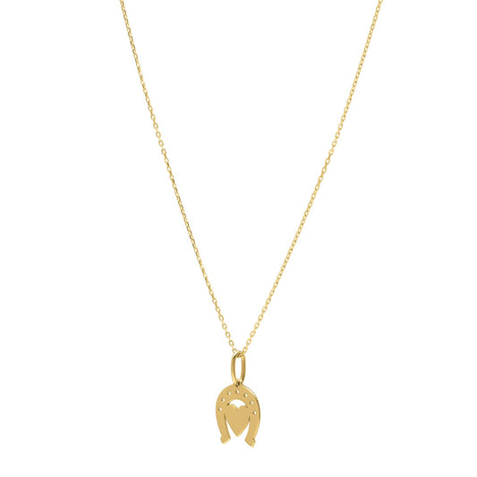Heart and Horse Necklace in 14K Yellow Gold