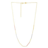 10K Tri Tone Gold Stationed Bar Necklace