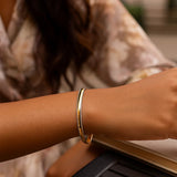 Two Tone Minimalist Bangle in 14K Yellow Gold (4.10 mm)