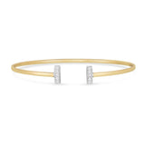 14k Two Tone Gold Diamond Tee Bar Bangle (2.00 mm)