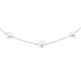 14k White Gold Necklace with White Pearls