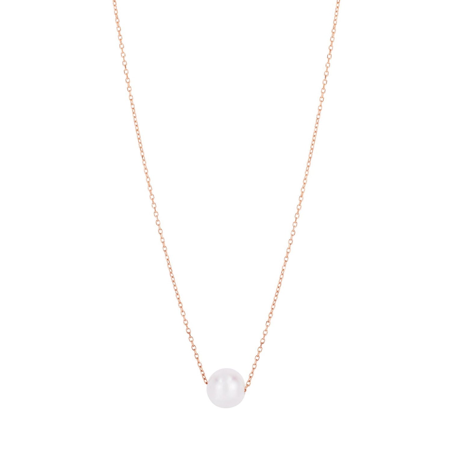 14k Rose Gold Pearl Solitaire Necklace