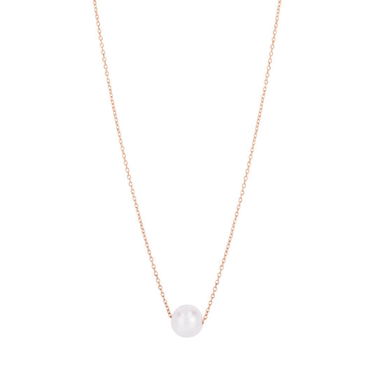 14k Rose Gold Pearl Solitaire Necklace