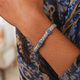 Sterling Silver Woven Bracelet with Blue Sapphire Stations (6.35 mm)