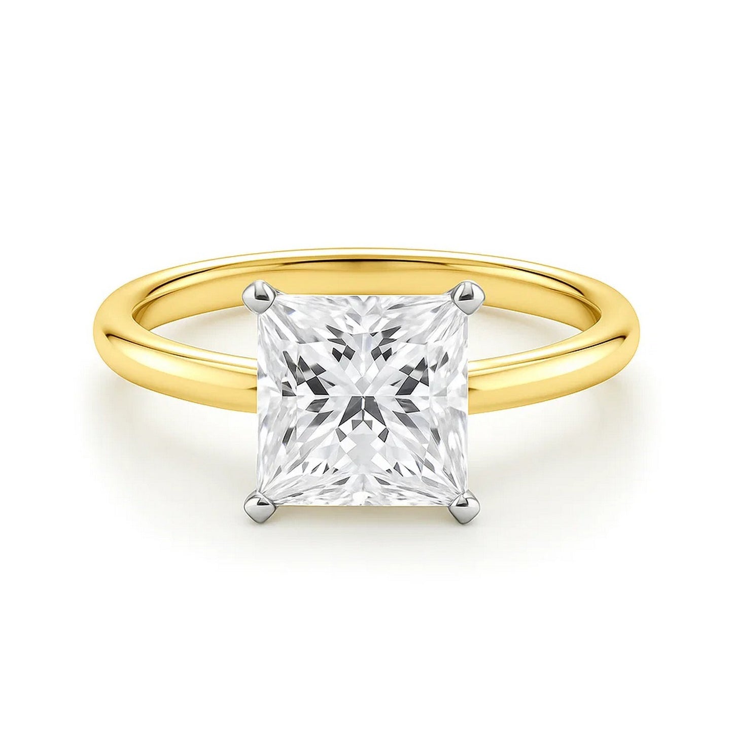 3 Carat Princess Lab Grown IGI G/VS1 Diamond Solitaire Ring in 10K Yellow Gold