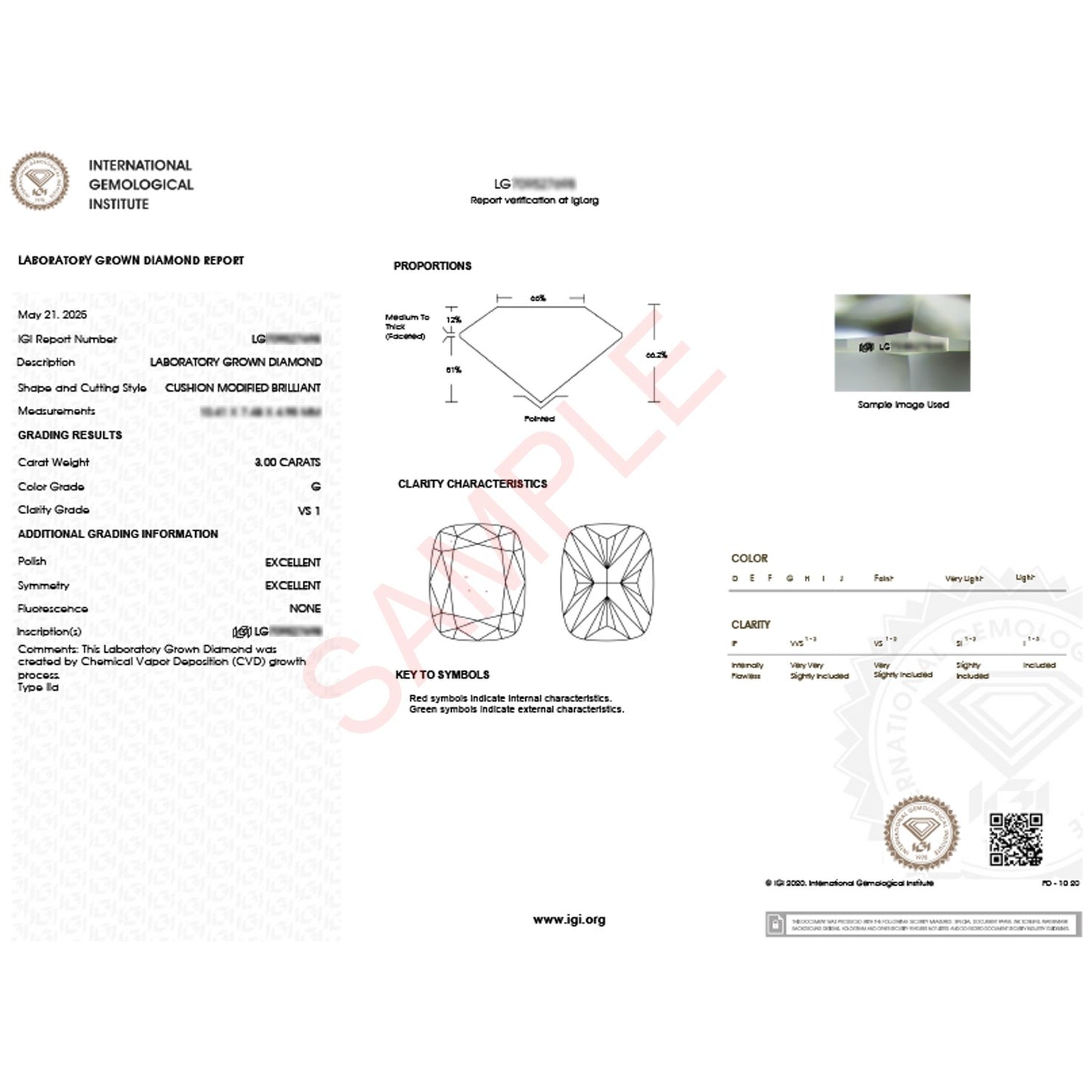 3 Carat Cushion Lab Grown IGI G/VS1 Diamond Solitaire Ring in 14K Yellow Gold