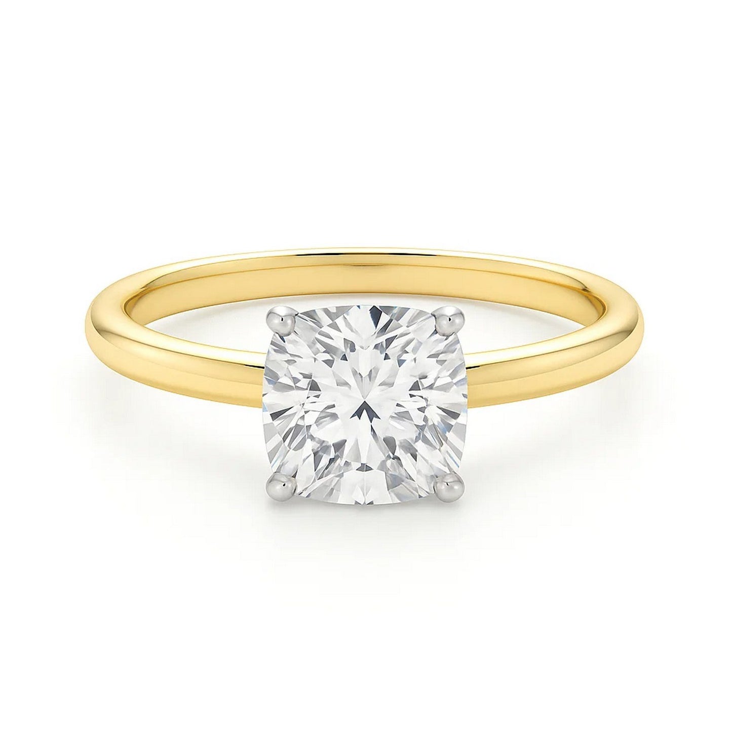 3 Carat Cushion Lab Grown IGI G/VS1 Diamond Solitaire Ring in 14K Yellow Gold
