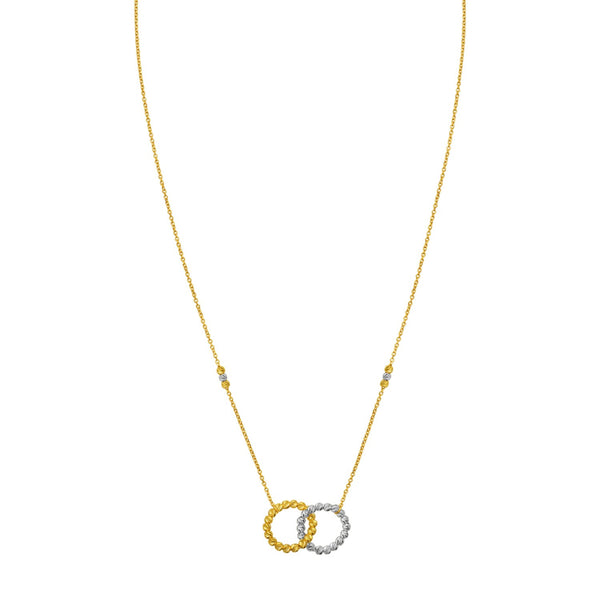 14K Two Tone Gold Interlocking Circle Necklace