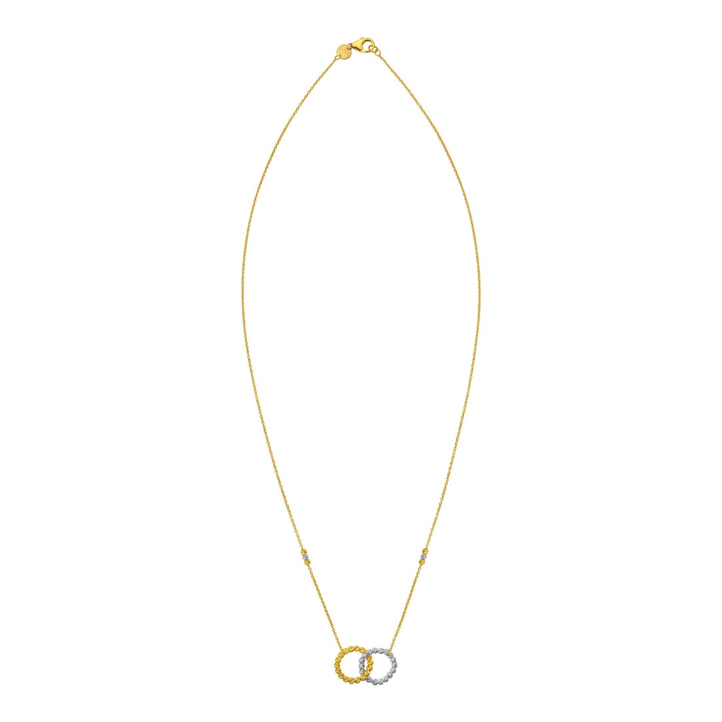 14K Two Tone Gold Interlocking Circle Necklace