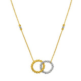14K Two Tone Gold Interlocking Circle Necklace