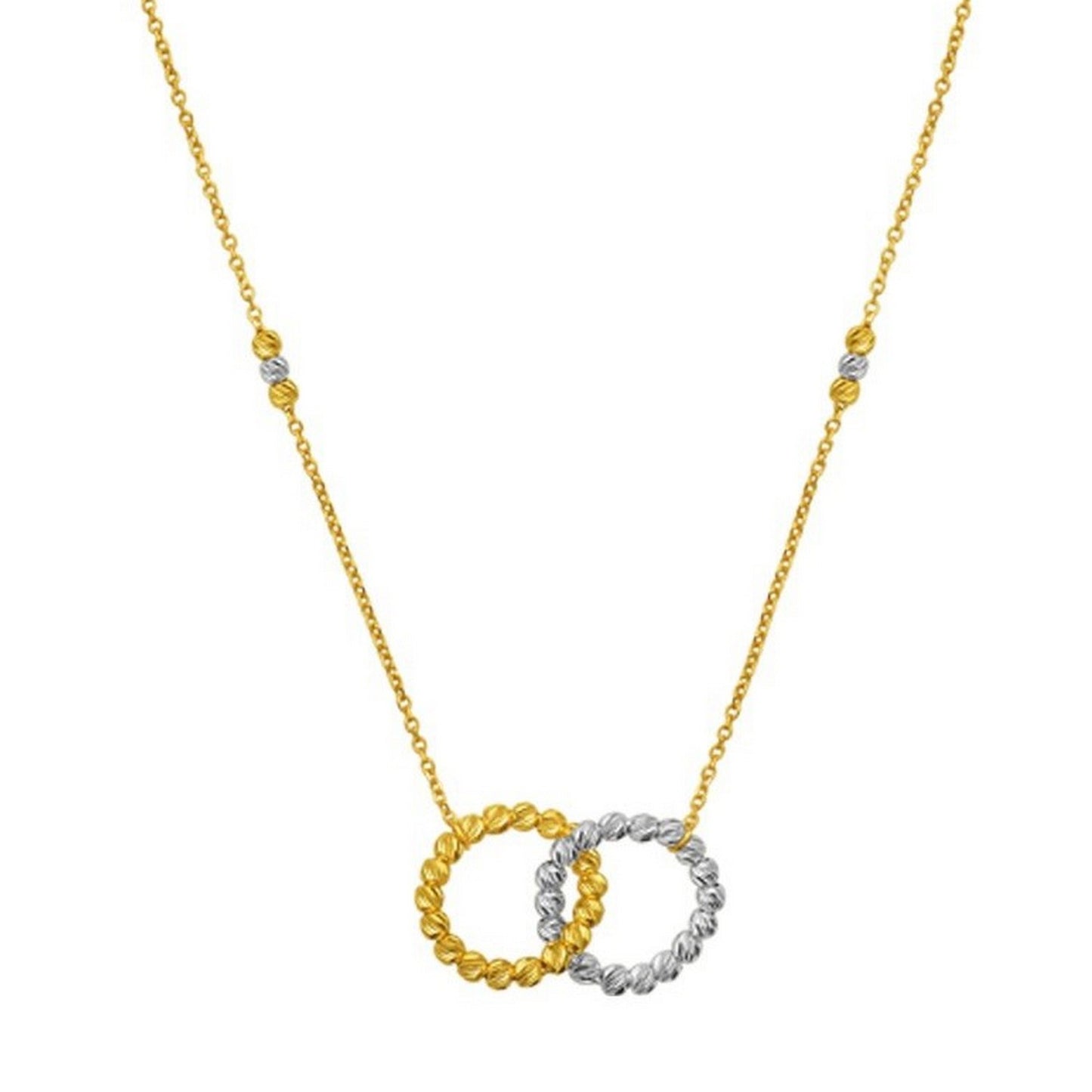14K Two Tone Gold Interlocking Circle Necklace
