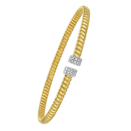 14K Yellow Gold Endcaps Tubogas Cuff Bangle (3.90 mm)