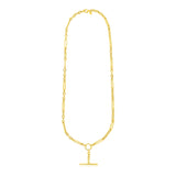 14k Yellow Gold Alternating Oval and Round Chain Necklace with Toggle