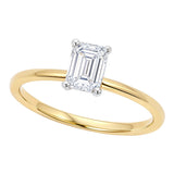 1 Carat Emerald Lab Grown IGI G/VS1 Diamond Solitaire Ring in 14K Yellow Gold