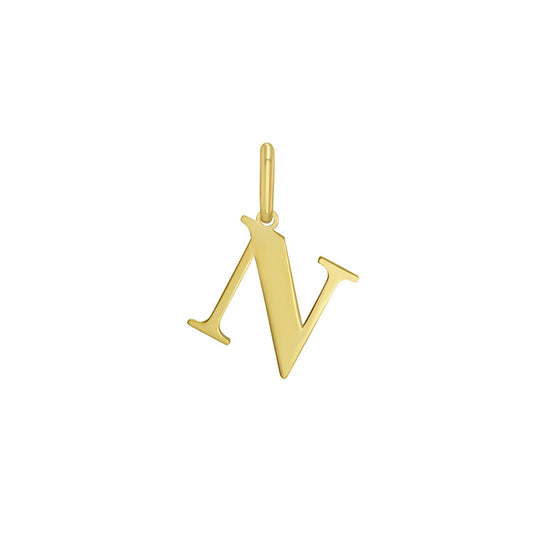 14K Yellow Gold Initial N Charm Pendant