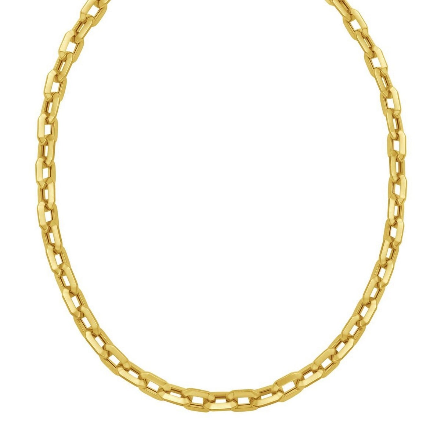 14K Yellow Gold Faceted Octagonal Link Chain Necklace (8.10 mm)