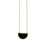 Onyx Geometric Half Moon Necklace in 14K Yellow Gold
