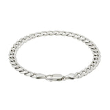 Rhodium Plated Sterling Silver Curb Style Bracelet (7.20 mm)