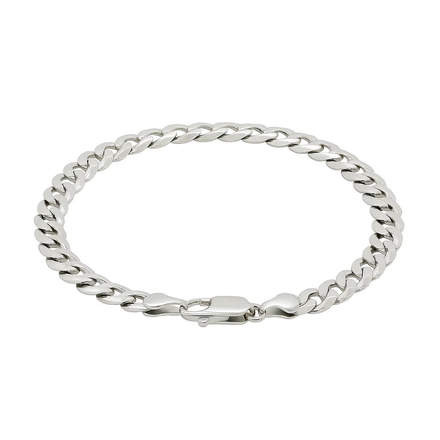 Rhodium Plated Sterling Silver Curb Style Bracelet (7.20 mm)