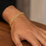 14k Two Tone Gold Pave Curb Bracelet (4.60 mm)