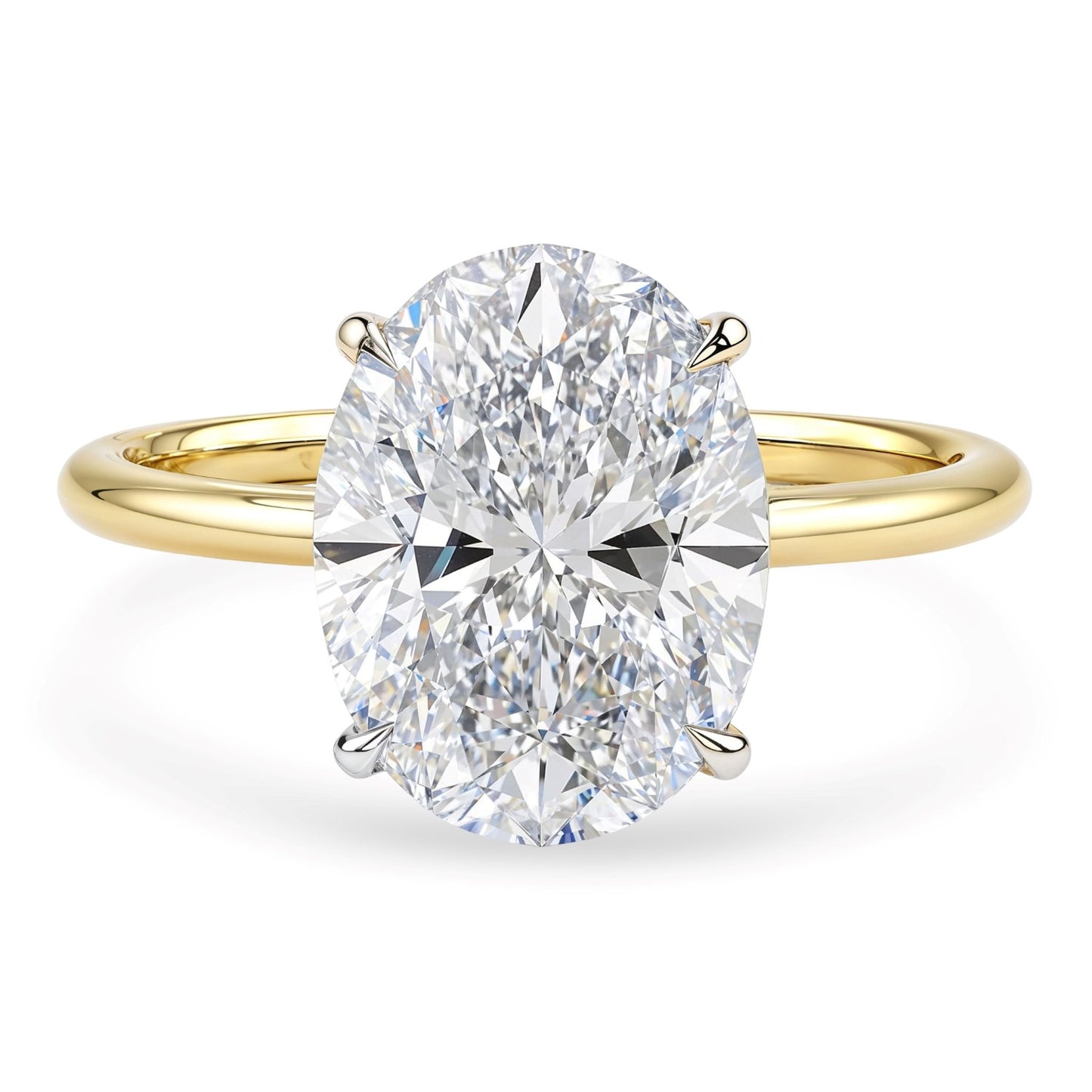 3 Carat Oval Lab Grown IGI G/VS1 Diamond Solitaire Ring in 14K Yellow Gold