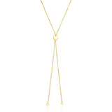 14k Yellow Gold Adjustable Heart Style Lariat Necklace