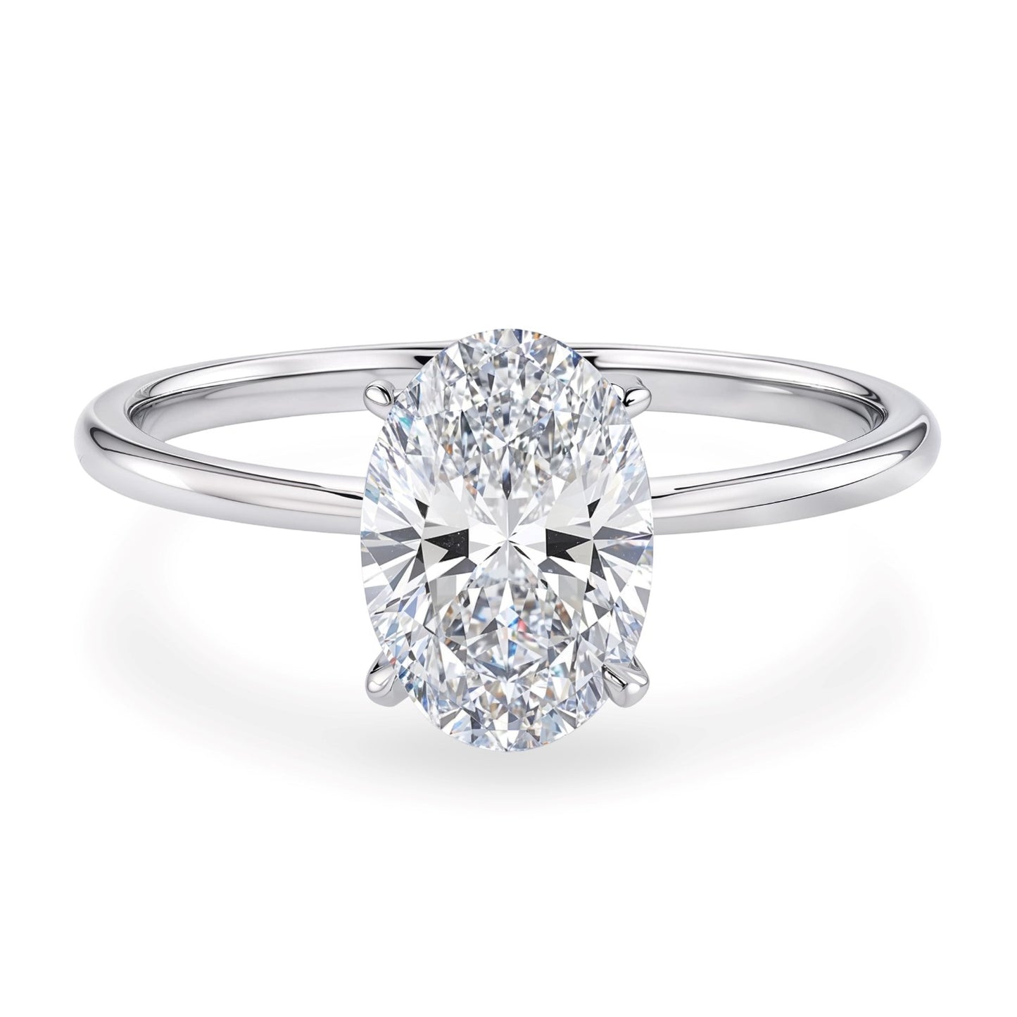 1 1/2 Carat Oval Lab Grown IGI G/VS1 Diamond Solitaire Ring in 14K White Gold