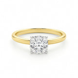 1 Carat Cushion Lab Grown IGI G/VS1 Diamond Solitaire Ring in 14K Yellow Gold
