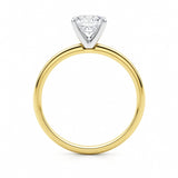 1 Carat Cushion Lab Grown IGI G/VS1 Diamond Solitaire Ring in 14K Yellow Gold