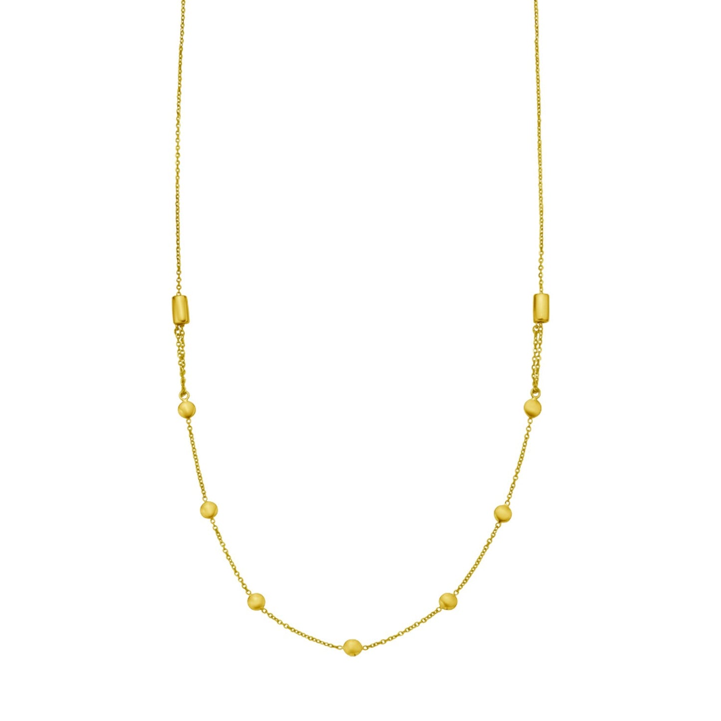 14K Yellow Gold Adjustable Bead Link Necklace