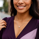 14k White Gold Pearl Solitaire Necklace