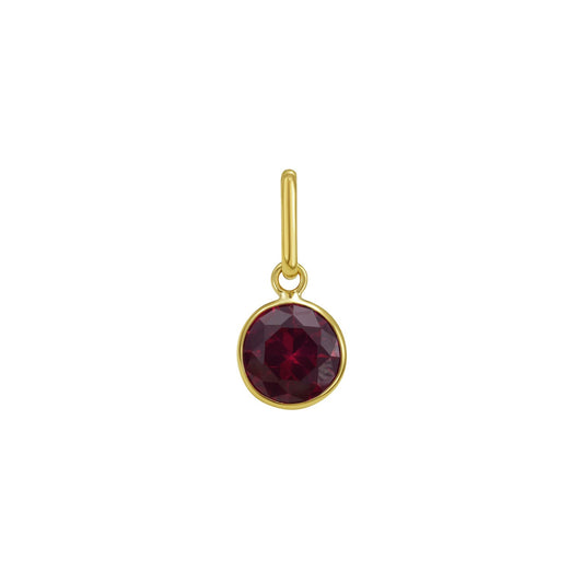 14K Yellow Gold Round Ruby Charm Pendant
