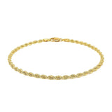 10k Yellow Gold Solid Diamond Cut Rope Bracelet (2.50 mm)